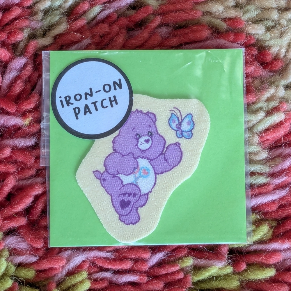 Purple Care Bear Iron-On Patch